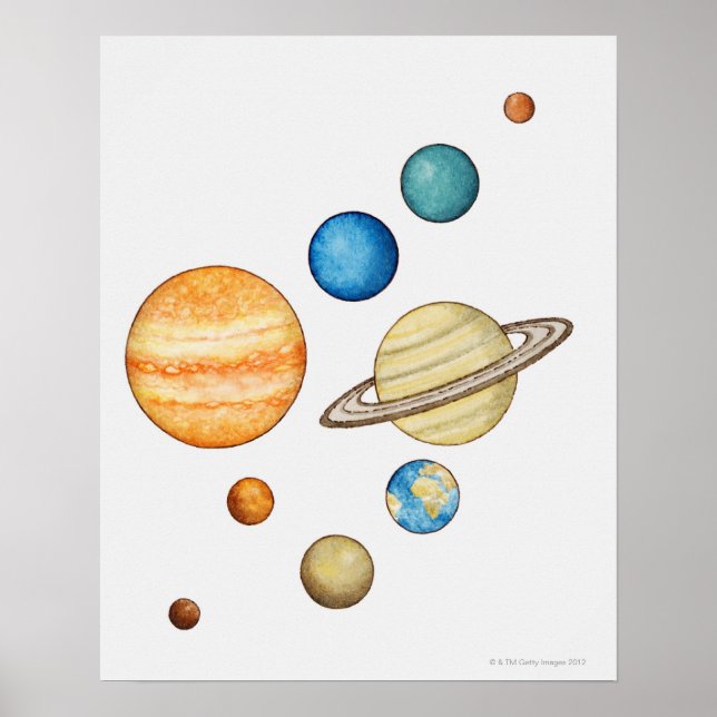 Illustration of the planets of the solar system poster (Front)