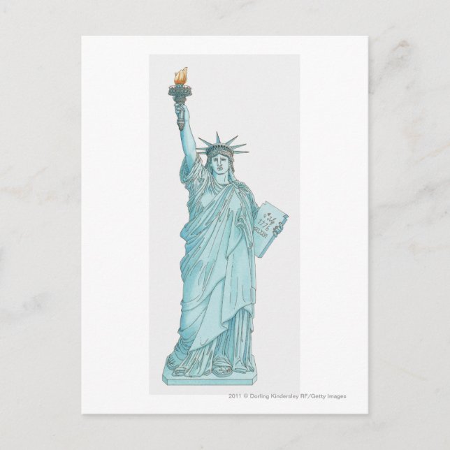 Illustration of the Statue of Liberty Postcard (Front)
