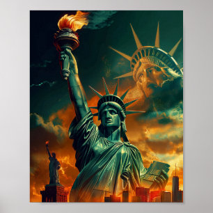 Illustration of the Statue of Liberty Poster
