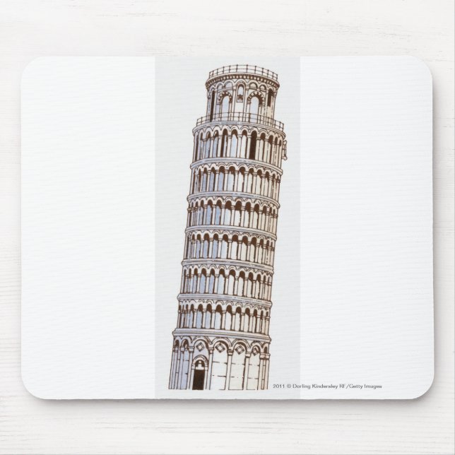 Illustration of the Tower of Pisa Mouse Pad (Front)