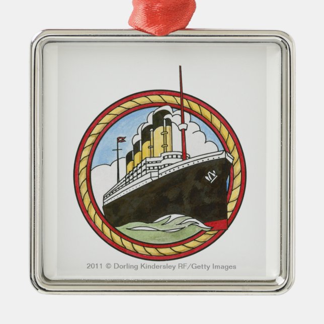 Illustration of Titanic Metal Ornament (Front)