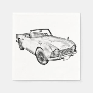 Illustration Of Triumph Tr4 Sports Car Napkin