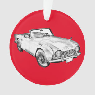 Illustration Of Triumph Tr4 Sports Car Ornament