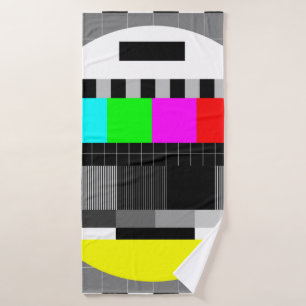 illustration of tv no signal back in retro style. bath towel