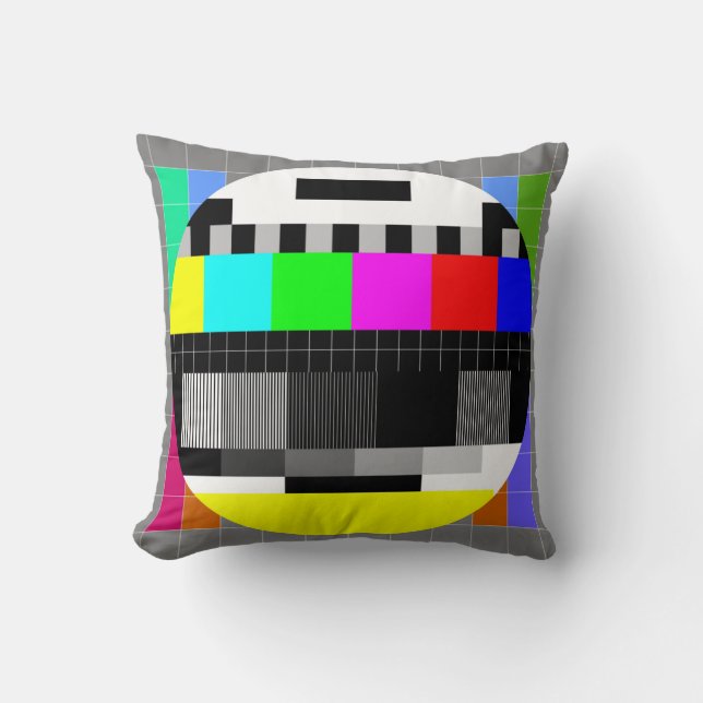 illustration of tv no signal back in retro style.  cushion (Front)