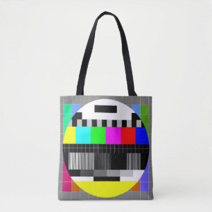 illustration of tv no signal back in retro style. tote bag