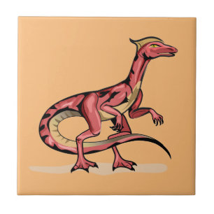 Illustration Of Velociraptor. Ceramic Tile
