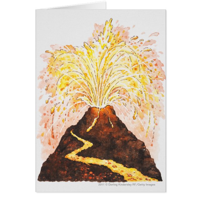 Illustration of volcano erupting (Front)