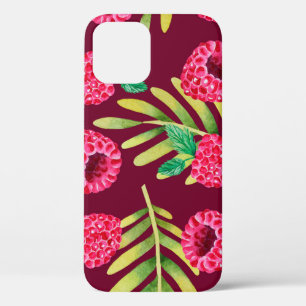 Illustration of watercolor hand drawn pattern with iPhone 12 case