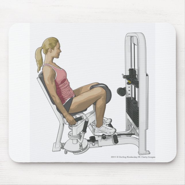 Illustration of woman using hip abductor mouse pad (Front)