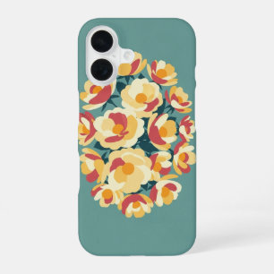 Illustration Rétro Minimaliste de Rose Sauvage iPhone 16 Case