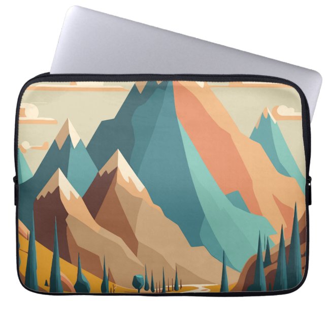 Illustration rocky mountains laptop sleeve (Front)