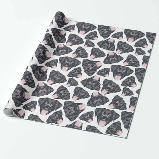 Illustration seamless pattern black Labrador Wrapping Paper (Unrolled)