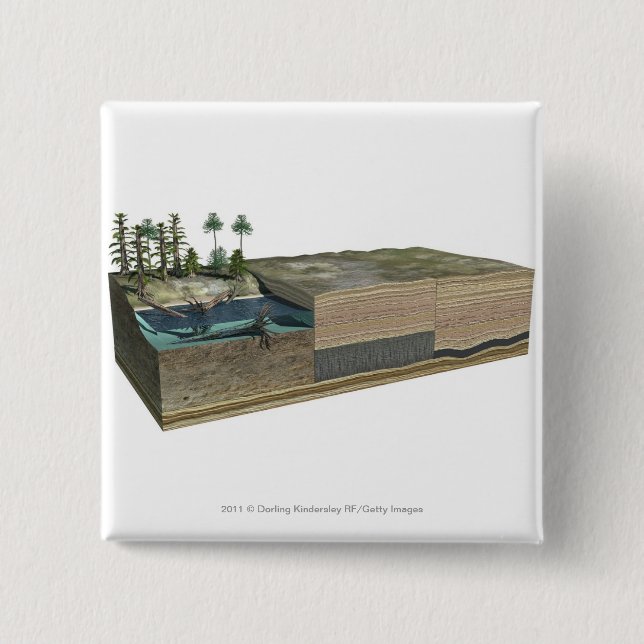 Illustration showing formation of coal 15 cm square badge (Front)