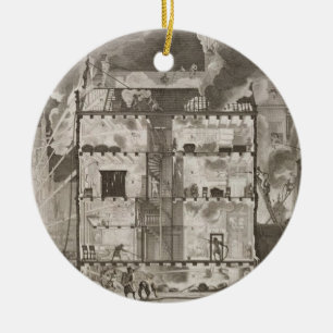 Illustration showing how new long fire hoses could ceramic ornament