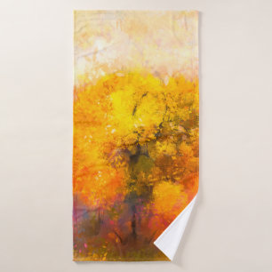 Illustration soft colorful autumn forest. Abstract Bath Towel