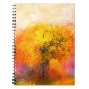 Illustration soft colourful autumn forest. Abstrac Notebook