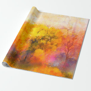 Illustration soft colourful autumn forest. Abstrac Wrapping Paper