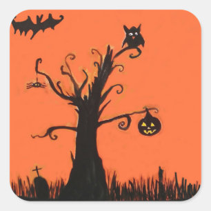 " Illustration Square Stickers, Glossy Sticker