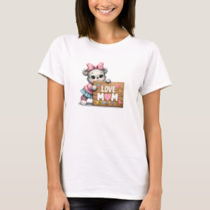 Illustration teddy bear with heart sign Love Mum T-Shirt
