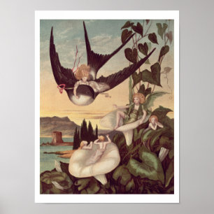 Illustration to 'Thumbkinetta', by Hans Christian Poster