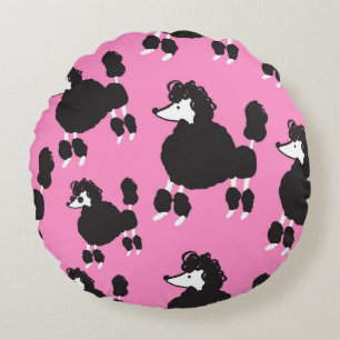Illustration vintage french poodle seamless patter round cushion