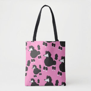 Illustration vintage french poodle seamless patter tote bag