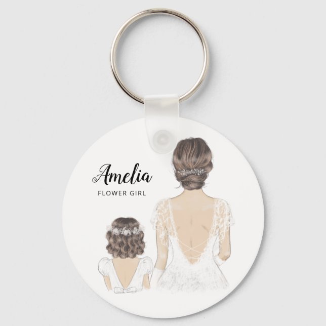Illustration will you be my flower girl keyring (Front)