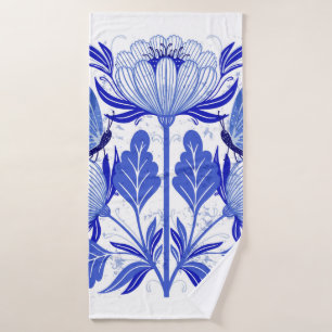 illustration with butterflies and flowers isolated bath towel