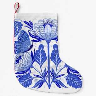 illustration with butterflies and flowers isolated small christmas stocking