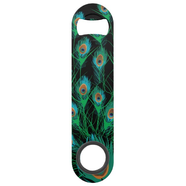 Illustration With Peacock Feathers on Black (Front)