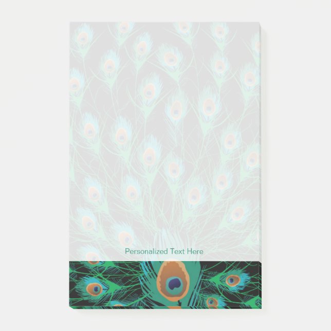 Illustration With Peacock Feathers on Black Post-it Notes (Front)