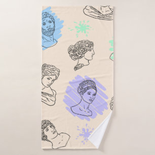 Illustration with the contours of Greek statues. B Bath Towel