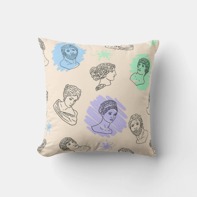 Illustration with the contours of Greek statues. B Cushion (Front)