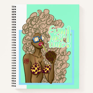 Illustration woman in the summertime notebook