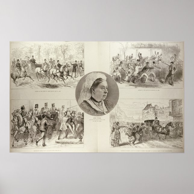 Illustrations of Attacks on Queen Victoria Poster (Front)