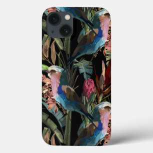 Illustrations of flower, plant, floral with bird. iPhone 13 case