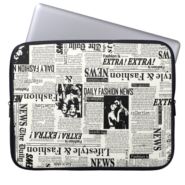Illustrations of newspapers front page art work wa laptop sleeve (Front)