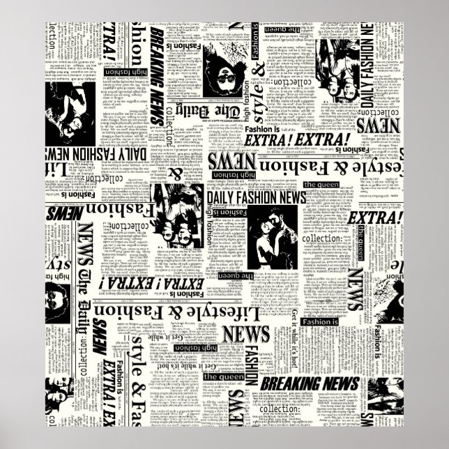 Illustrations of newspapers front page art work wa poster (Front)