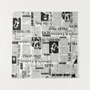 Illustrations of newspapers front page art work wa tapestry