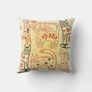 Illustrative cat throw pillows design