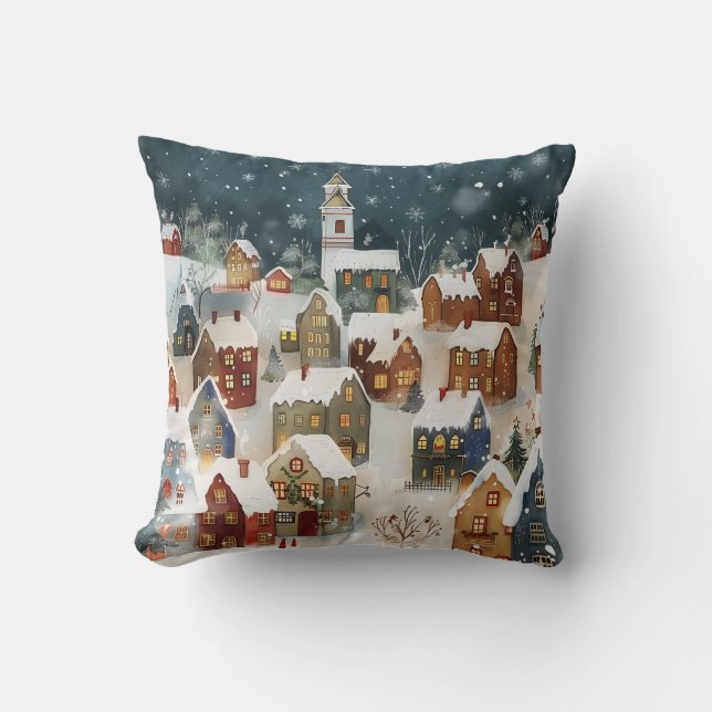 Illustrative Christmas city  Cushion (Front)
