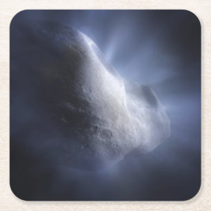 Illustrative Close-Up The Comet Tempel. Square Paper Coaster