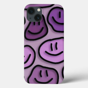 illustrative happy face purple smile iPhone 13 case