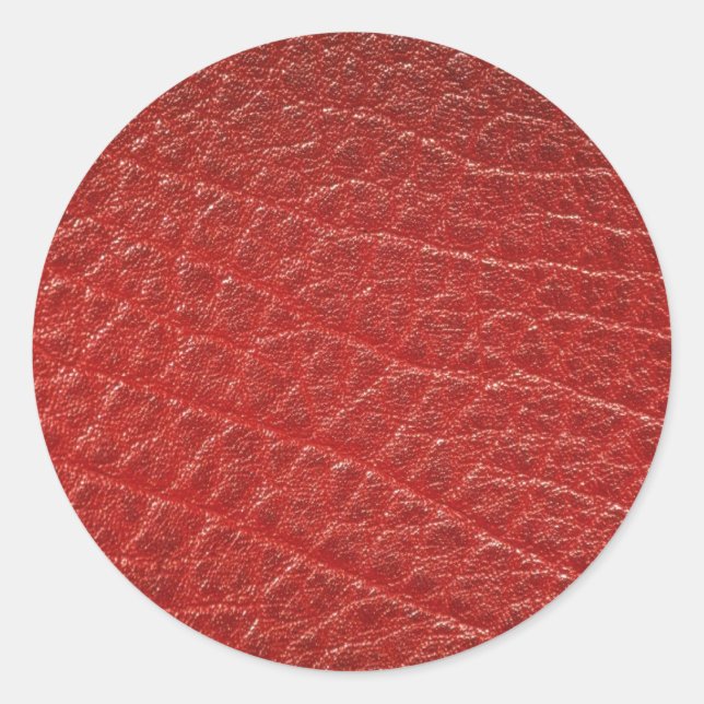 Illustrative Red leather texture Classic Round Sticker (Front)