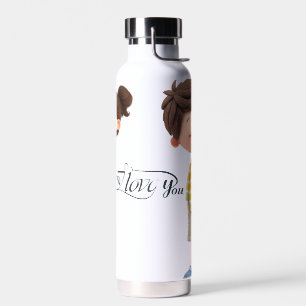 Ilove you - Floral Water Bottle