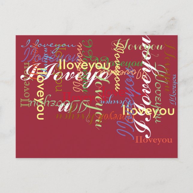 Iloveyou romantic pattern postcard (Front)