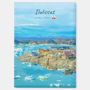 Ilulissat, Greenland - Iceberg Town Flat Magnet