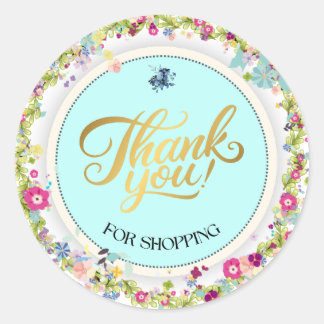 ilustrative thank you for shopping circle sticker