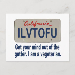 ILVTOFU California License Plate Postcard